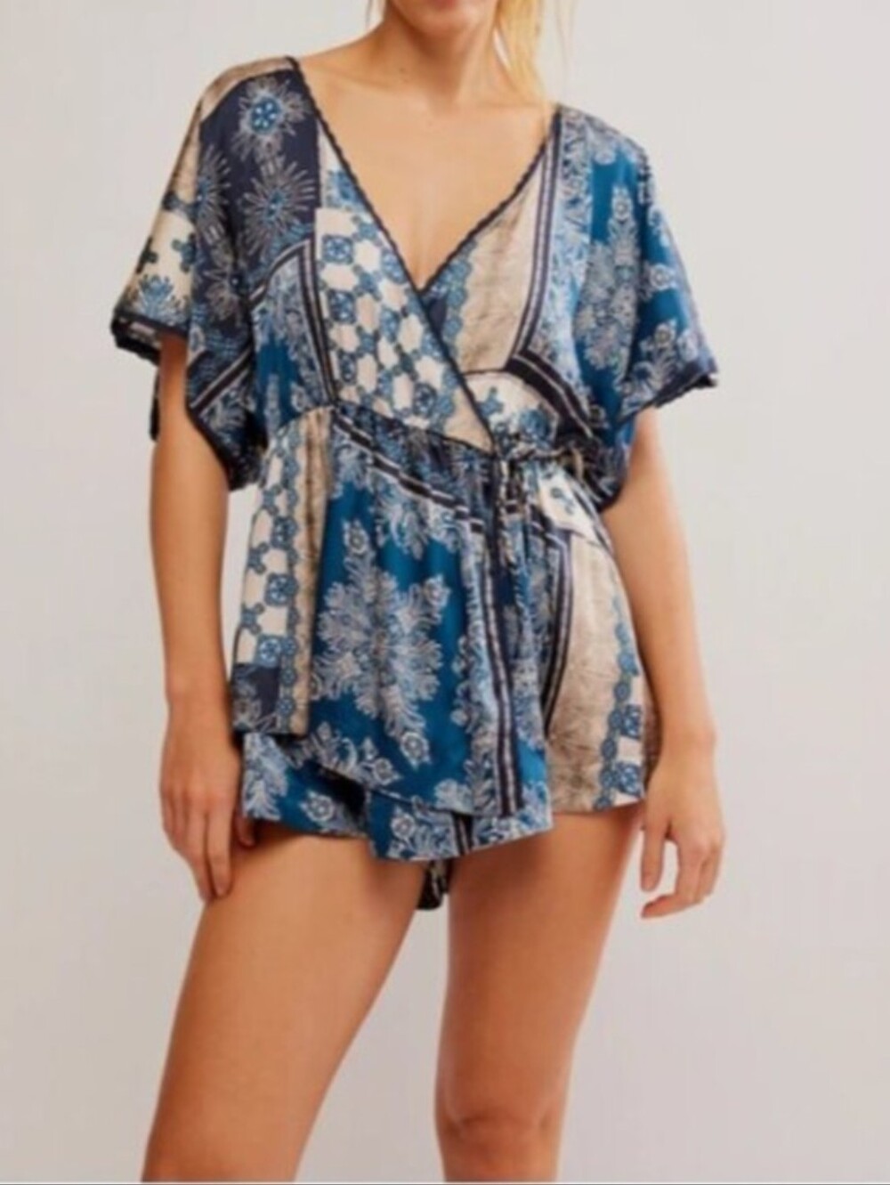 FREE PEOPLE Oasis Romper / Indigo Combo size large